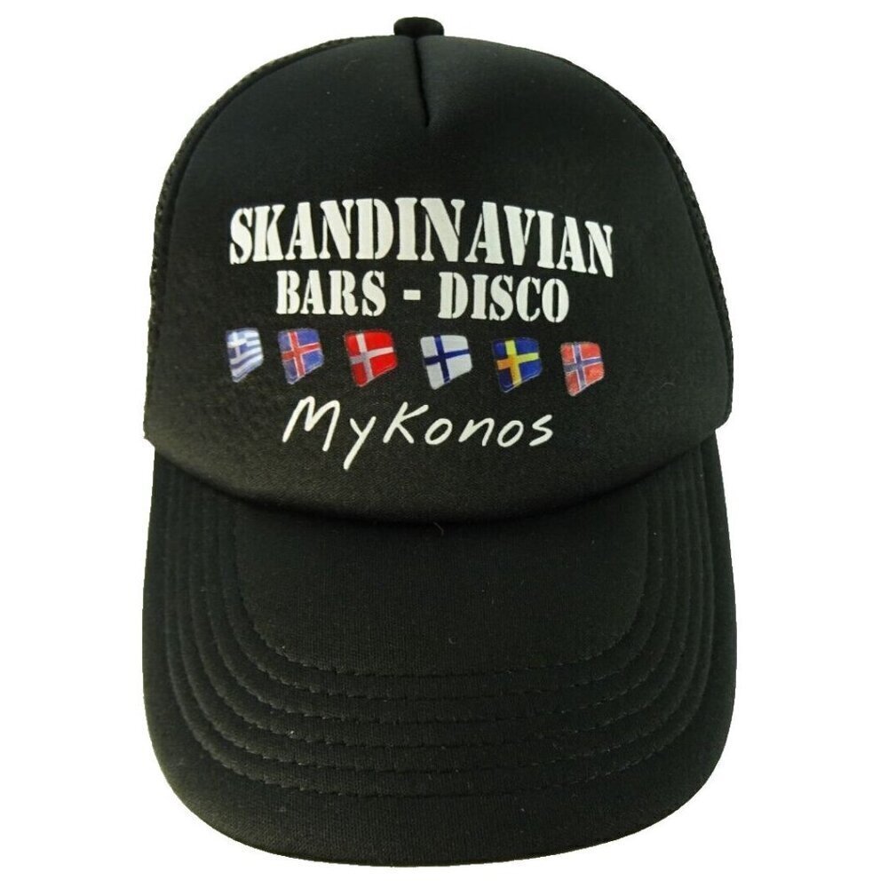 Skandinavian Bars Disco MyKonos Greece Mesh Foam Trucker Hat Baseball Cap